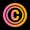 Simple gradient pink and orange copyright icon